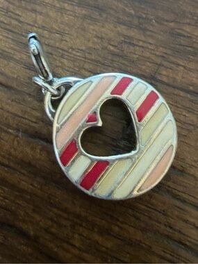 Brighton Jewelry Heart Charm Cutout Striped RETIRED Collectors